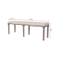 Banc Lin Bois massif 150 x 40 x 48 cm Blanc crème