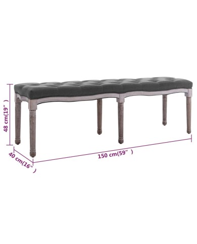 Banc Lin Bois solide 150x40x48 cm Gris foncé