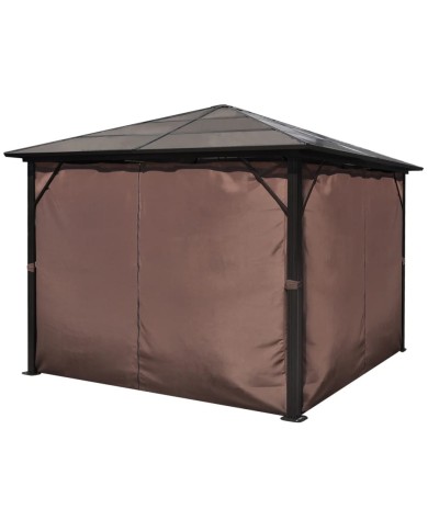 Belvédère avec rideau Marron Aluminium 300 x 300 cm 