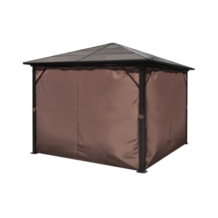 Belvédère avec rideau Marron Aluminium 300 x 300 cm 