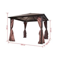 Belvédère avec rideau Marron Aluminium 300 x 300 cm 