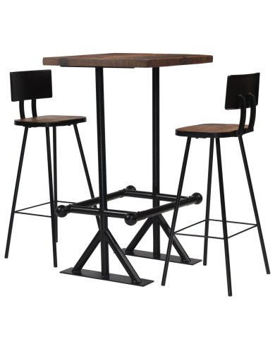 Mobilier de bar 3 pcs Bois de récupération massif