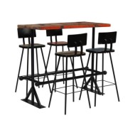 Mobilier de bar 5 pcs Bois de récupération massif Multicolore