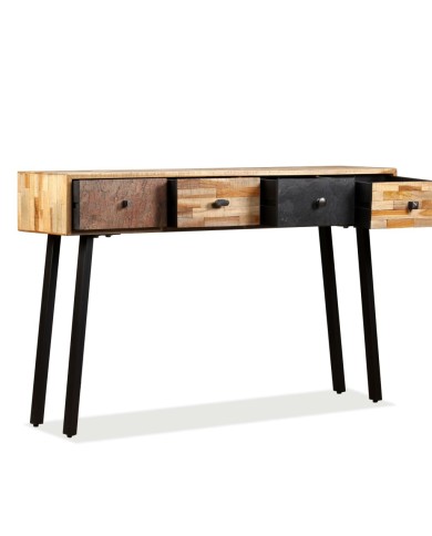 Table console Teck massif de récupération 120 x 30 x 76 cm