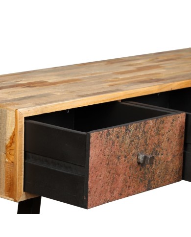 Table console Teck massif de récupération 120 x 30 x 76 cm
