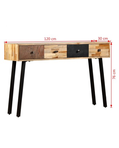 Table console Teck massif de récupération 120 x 30 x 76 cm