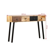 Table console Teck massif de récupération 120 x 30 x 76 cm