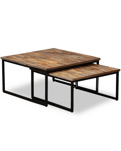 Table basse gigogne 2 pcs Teck massif de récupération