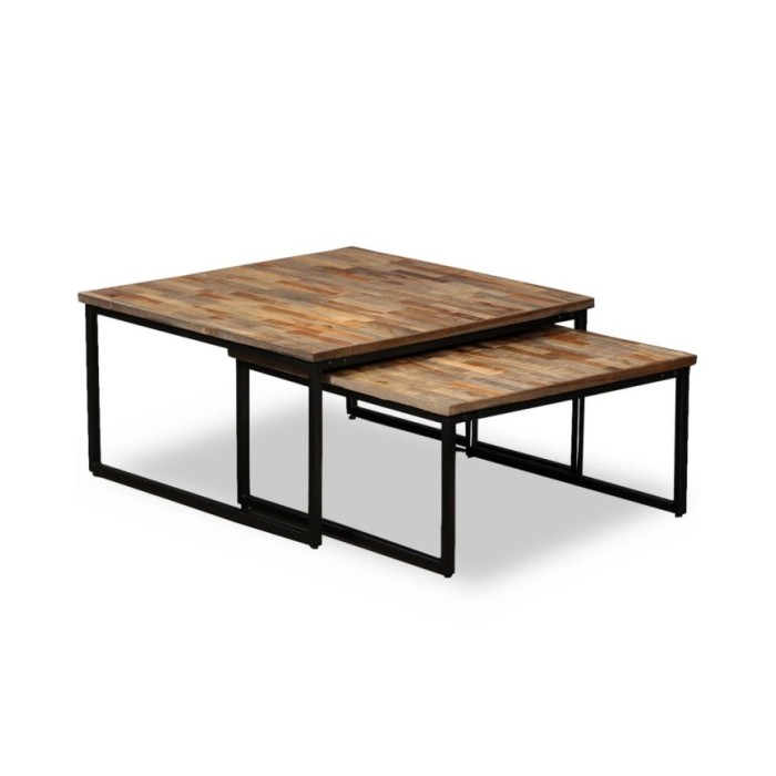 Table basse gigogne 2 pcs Teck massif de récupération