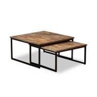 Table basse gigogne 2 pcs Teck massif de récupération