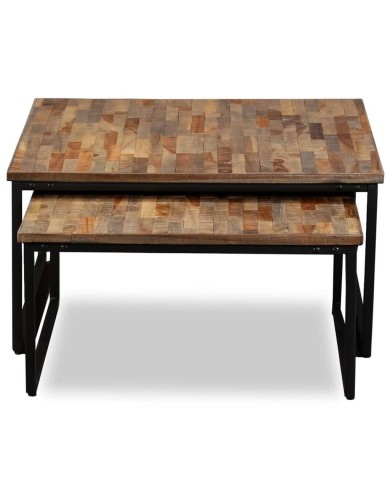Table basse gigogne 2 pcs Teck massif de récupération