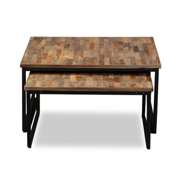 Table basse gigogne 2 pcs Teck massif de récupération