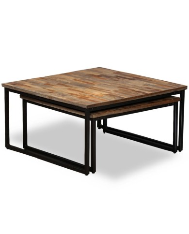Table basse gigogne 2 pcs Teck massif de récupération