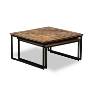 Table basse gigogne 2 pcs Teck massif de récupération