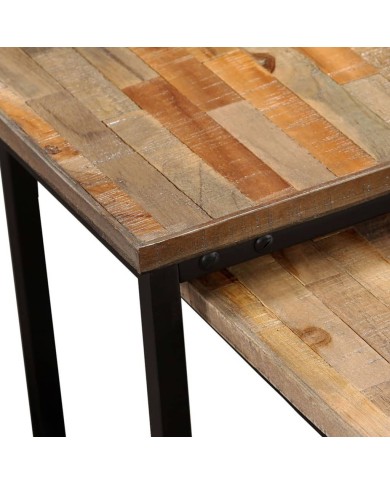 Table basse gigogne 2 pcs Teck massif de récupération