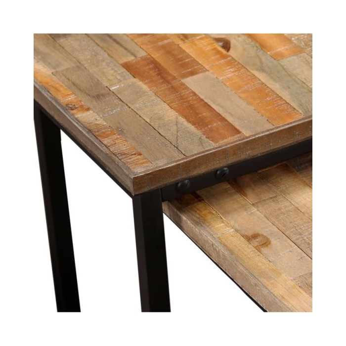 Table basse gigogne 2 pcs Teck massif de récupération