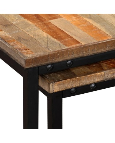 Table basse gigogne 2 pcs Teck massif de récupération