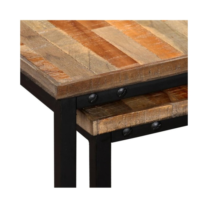 Table basse gigogne 2 pcs Teck massif de récupération