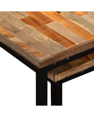 Table basse gigogne 2 pcs Teck massif de récupération