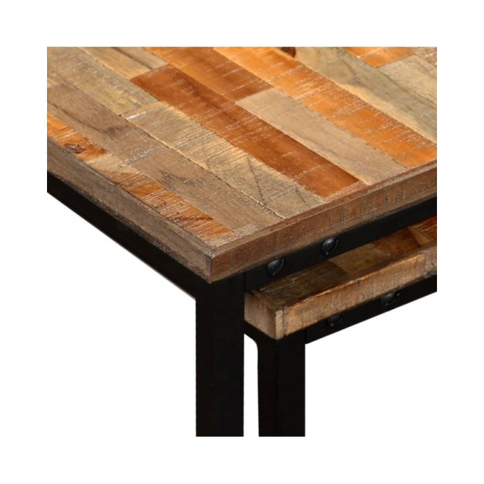 Table basse gigogne 2 pcs Teck massif de récupération