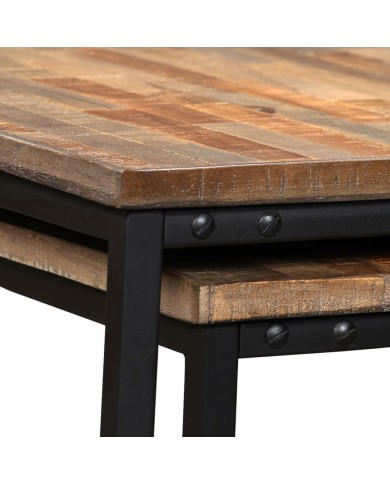 Table basse gigogne 2 pcs Teck massif de récupération