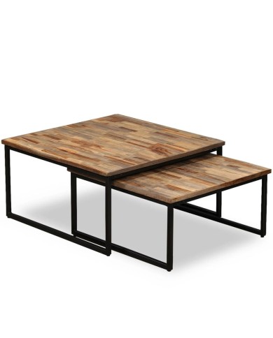 Table basse gigogne 2 pcs Teck massif de récupération