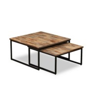 Table basse gigogne 2 pcs Teck massif de récupération