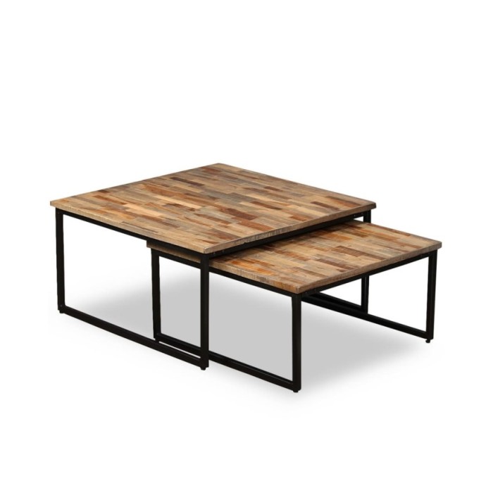 Table basse gigogne 2 pcs Teck massif de récupération