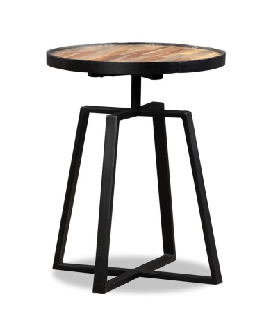 Table d'appoint ronde Teck massif de récupération
