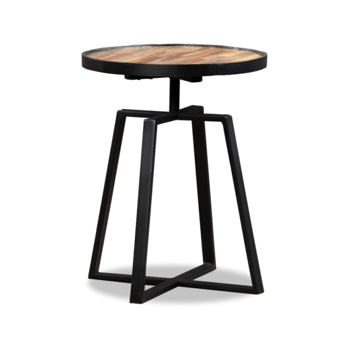 Table d'appoint ronde Teck massif de récupération