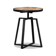 Table d'appoint ronde Teck massif de récupération