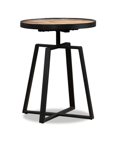 Table d'appoint ronde Teck massif de récupération