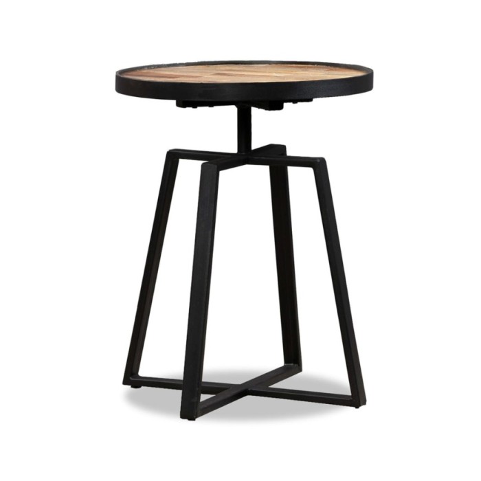 Table d'appoint ronde Teck massif de récupération