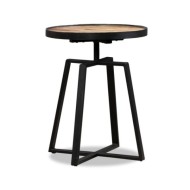 Table d'appoint ronde Teck massif de récupération