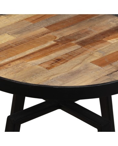 Table d'appoint ronde Teck massif de récupération