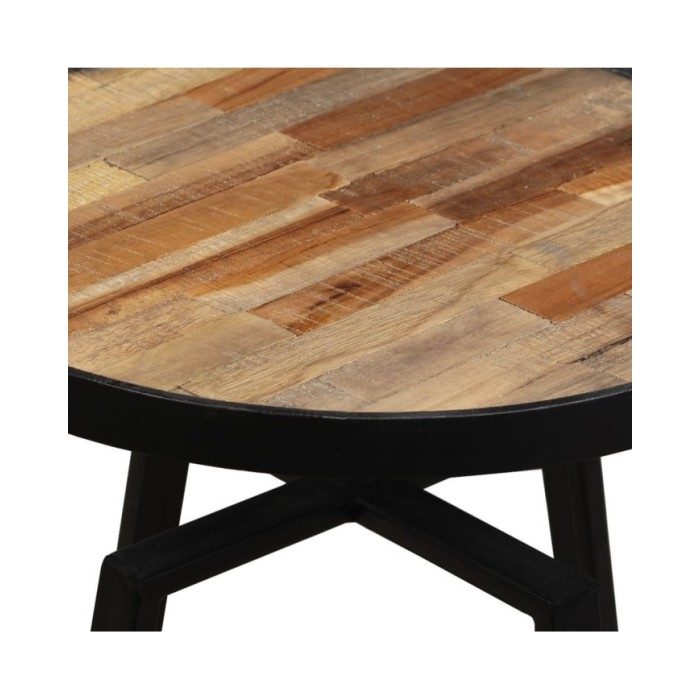 Table d'appoint ronde Teck massif de récupération