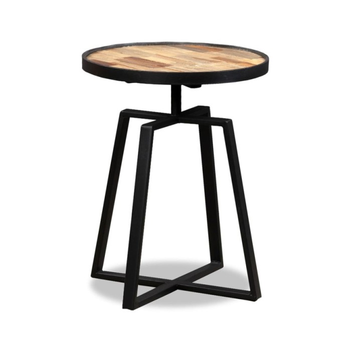 Table d'appoint ronde Teck massif de récupération