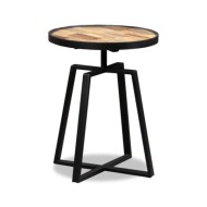 Table d'appoint ronde Teck massif de récupération