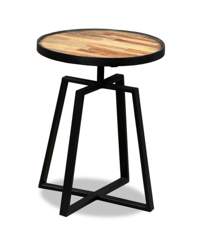 Table d'appoint ronde Teck massif de récupération