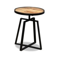 Table d'appoint ronde Teck massif de récupération