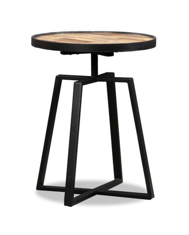 Table d'appoint ronde Teck massif de récupération