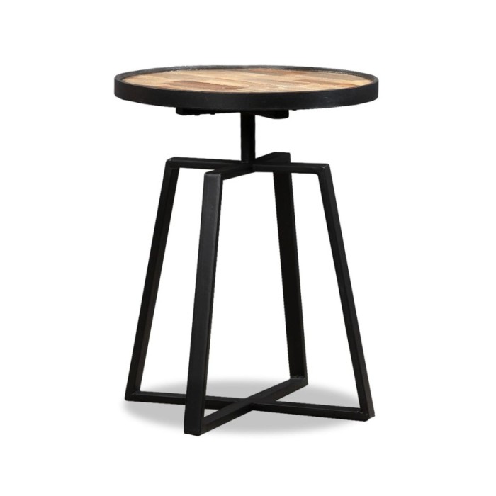 Table d'appoint ronde Teck massif de récupération