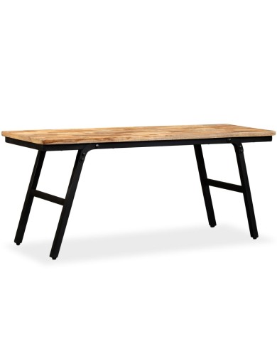 Banc Teck de récupération et acier 110 x 35 x 45 cm 