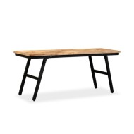 Banc Teck de récupération et acier 110 x 35 x 45 cm 
