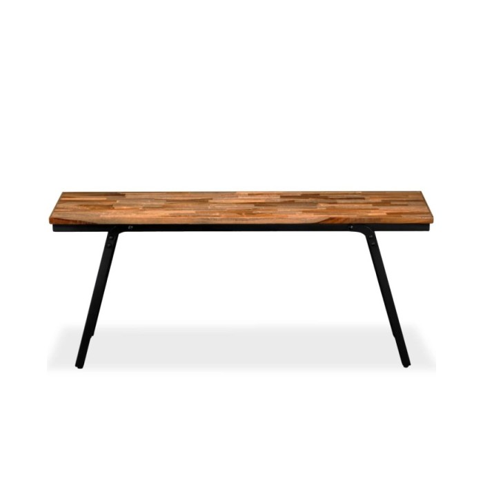 Banc Teck de récupération et acier 110 x 35 x 45 cm 