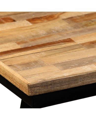 Banc Teck de récupération et acier 110 x 35 x 45 cm 