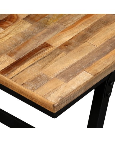 Banc Teck de récupération et acier 110 x 35 x 45 cm 