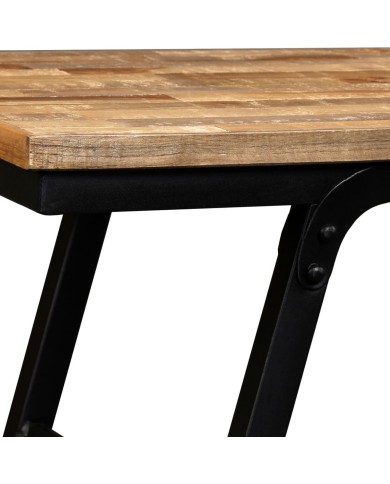 Banc Teck de récupération et acier 110 x 35 x 45 cm 