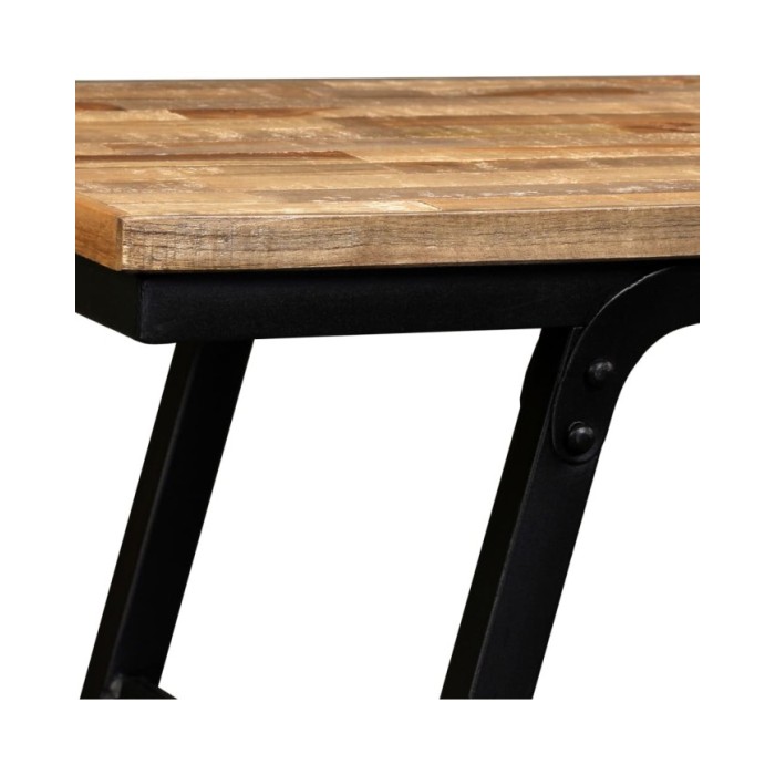 Banc Teck de récupération et acier 110 x 35 x 45 cm 
