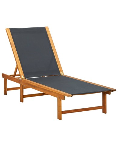Chaise longue Bois d'acacia solide et textilène